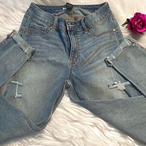Rewash jeans size 3 skinny jeans distressed faux front pockets 2 back pockets